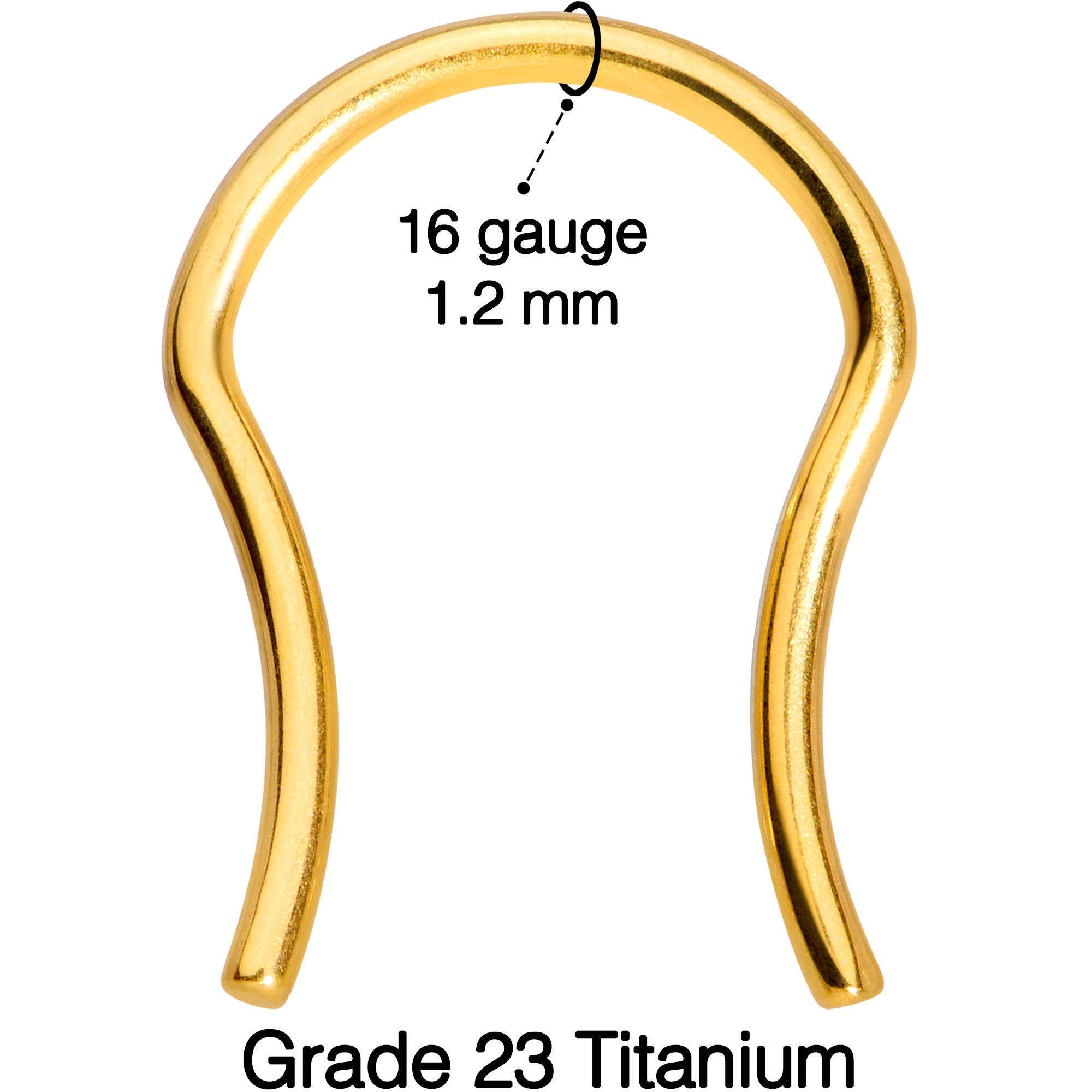 16G 5/8 Gold Tone ASTM F-136 Implant Grade Titanium Septum Retainer