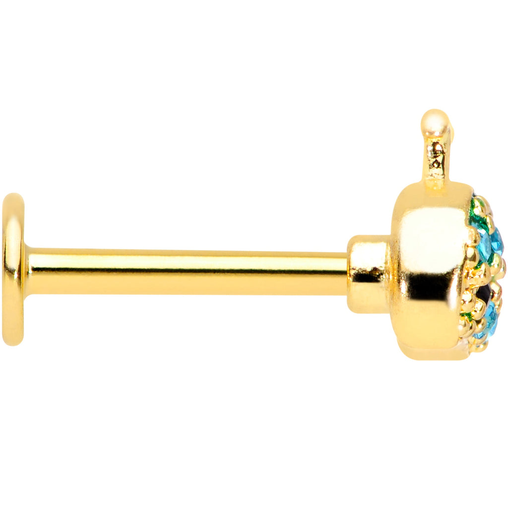 16G 5/16 Aqua Gem Gold Tone Water Whale Labret Monroe Tragus