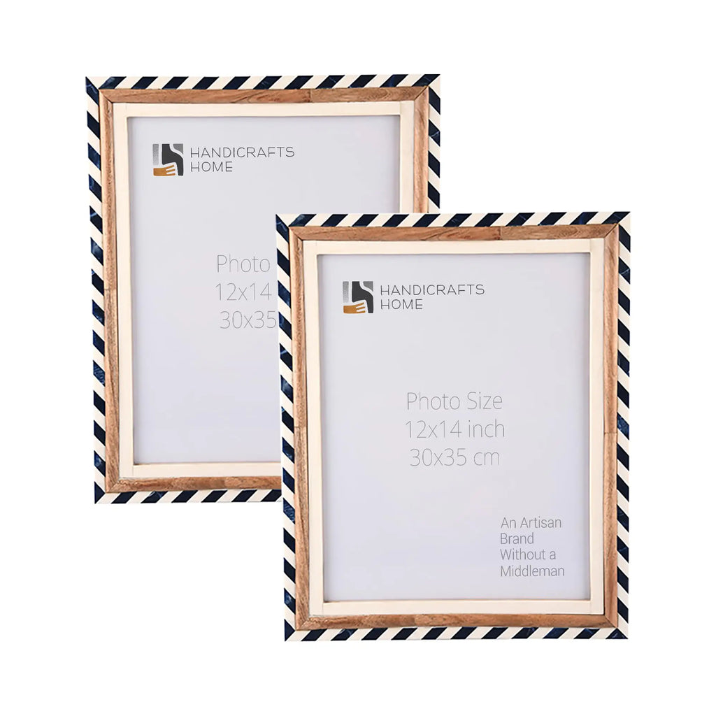 Picture Frame Marquet Bevel Collection Resin Inlay Blue White Pack of 2 Available in 7 Sizes