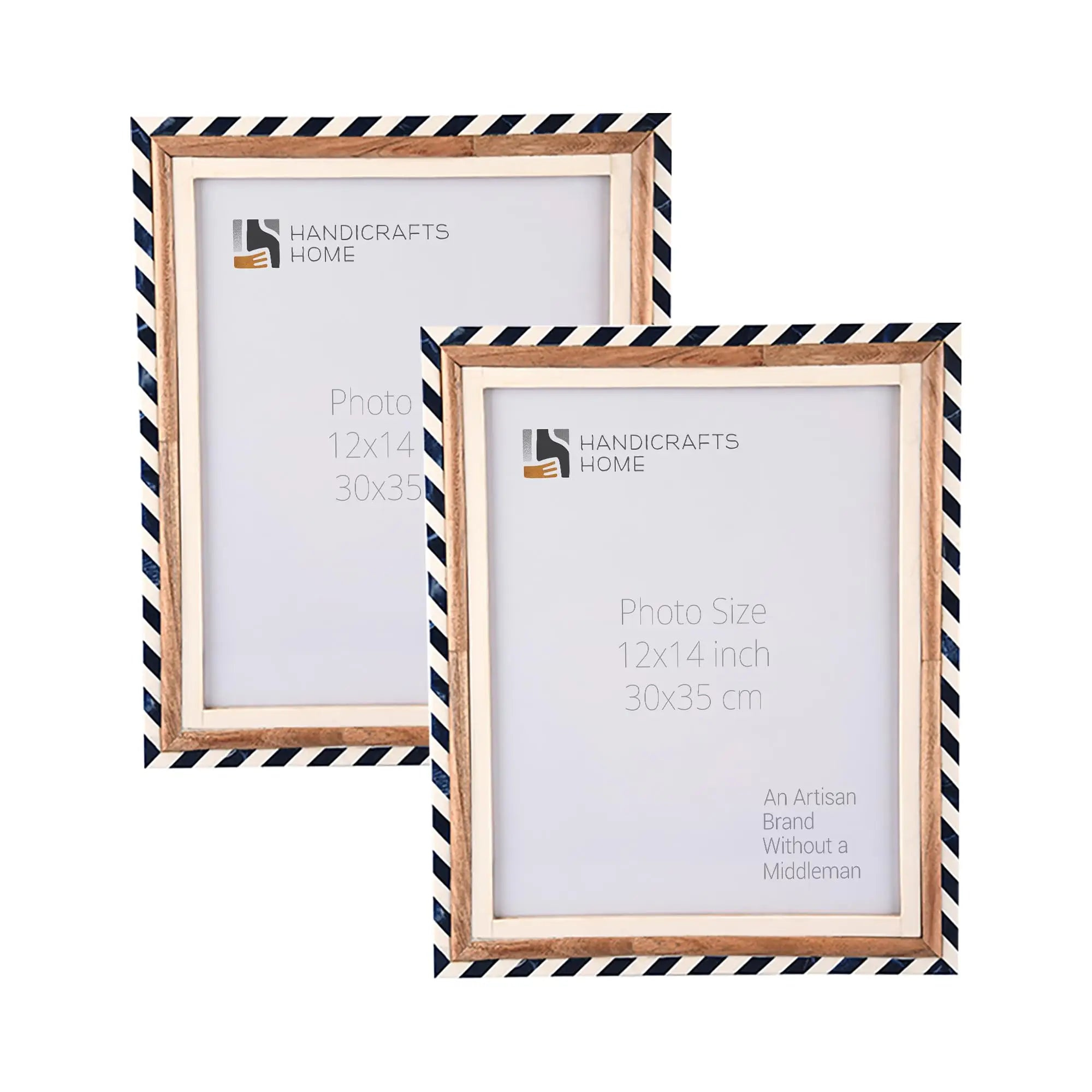 Picture Frame Marquet Bevel Collection Resin Inlay Blue White Pack of 2 Available in 7 Sizes