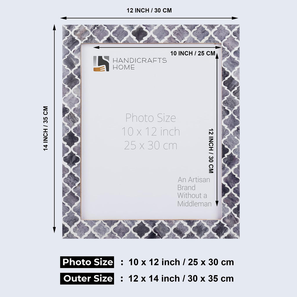 Poster Frames Moroccan Pattern Bone & Resin Inlay, Grey, 15 Sizes