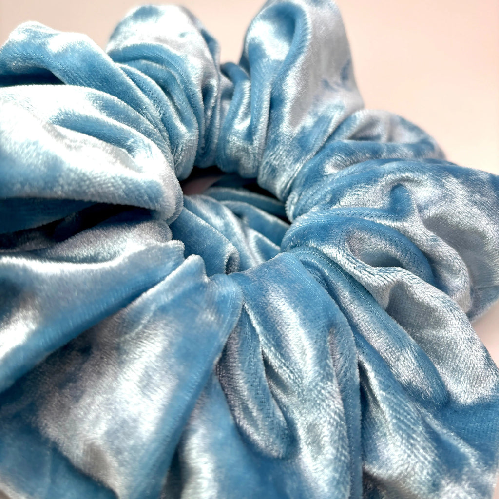 Blue Crushed Velvet Scrunchie