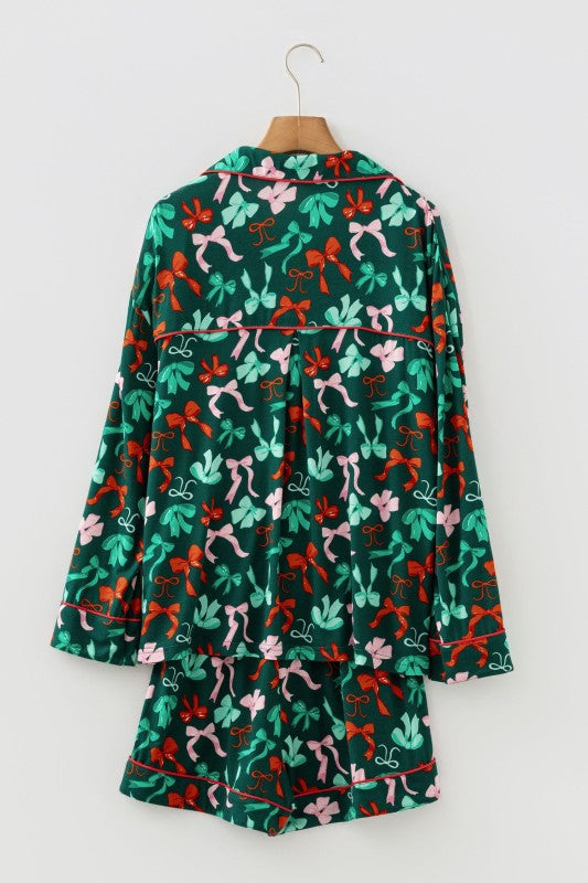 Bow Holiday Shirt and Short Pajama Set