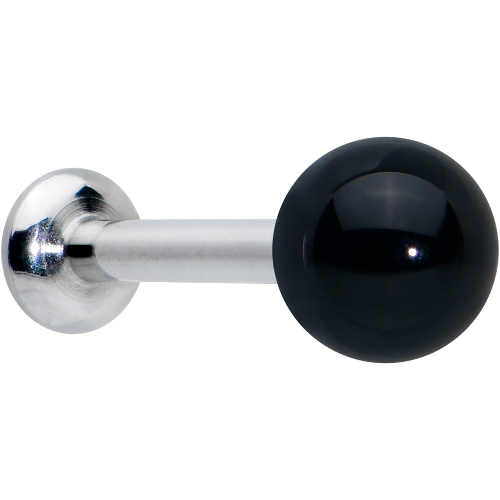 16G 1/4 Elegant Black Agate Internally Threaded Labret Tragus