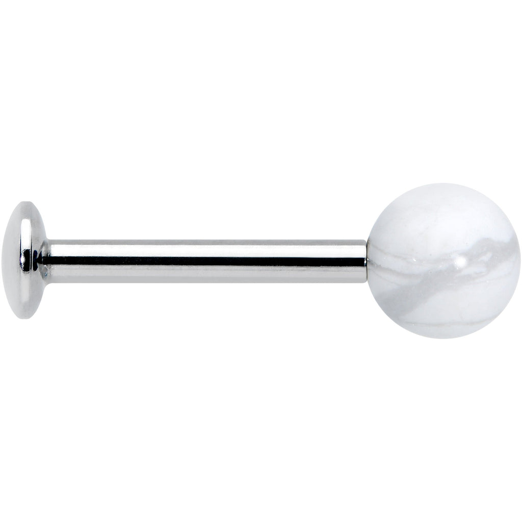 16G 5/16 Elegant White Howlite Internally Threaded Labret Tragus