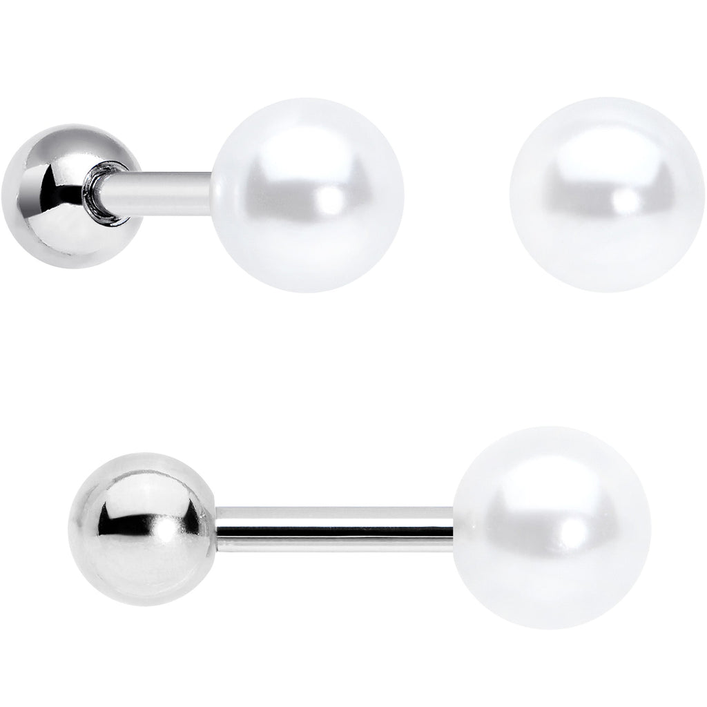 16G 1/4 Bear Pearlescent Striped Heart Cartilage Tragus Set of 3