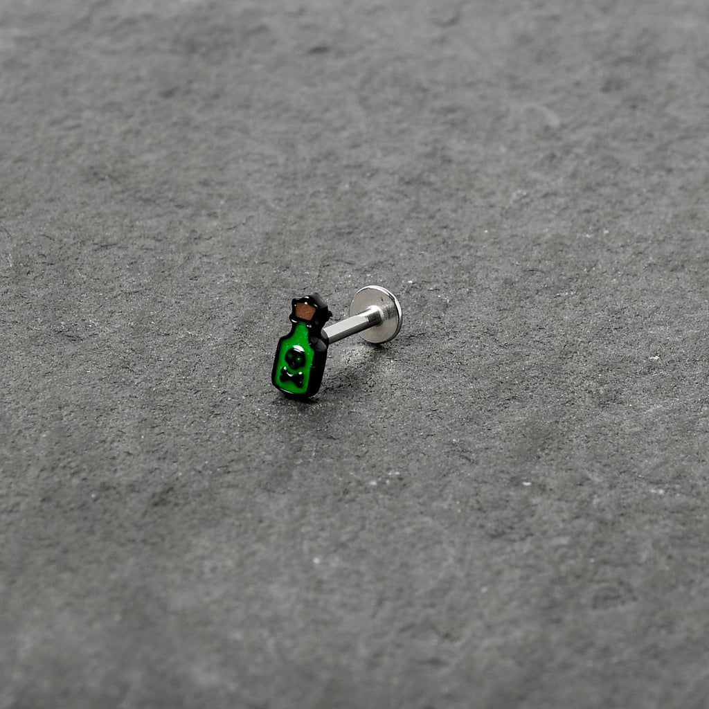 16G 5/16 Poison Green Bottle Glow in the Dark Labret Monroe Tragus