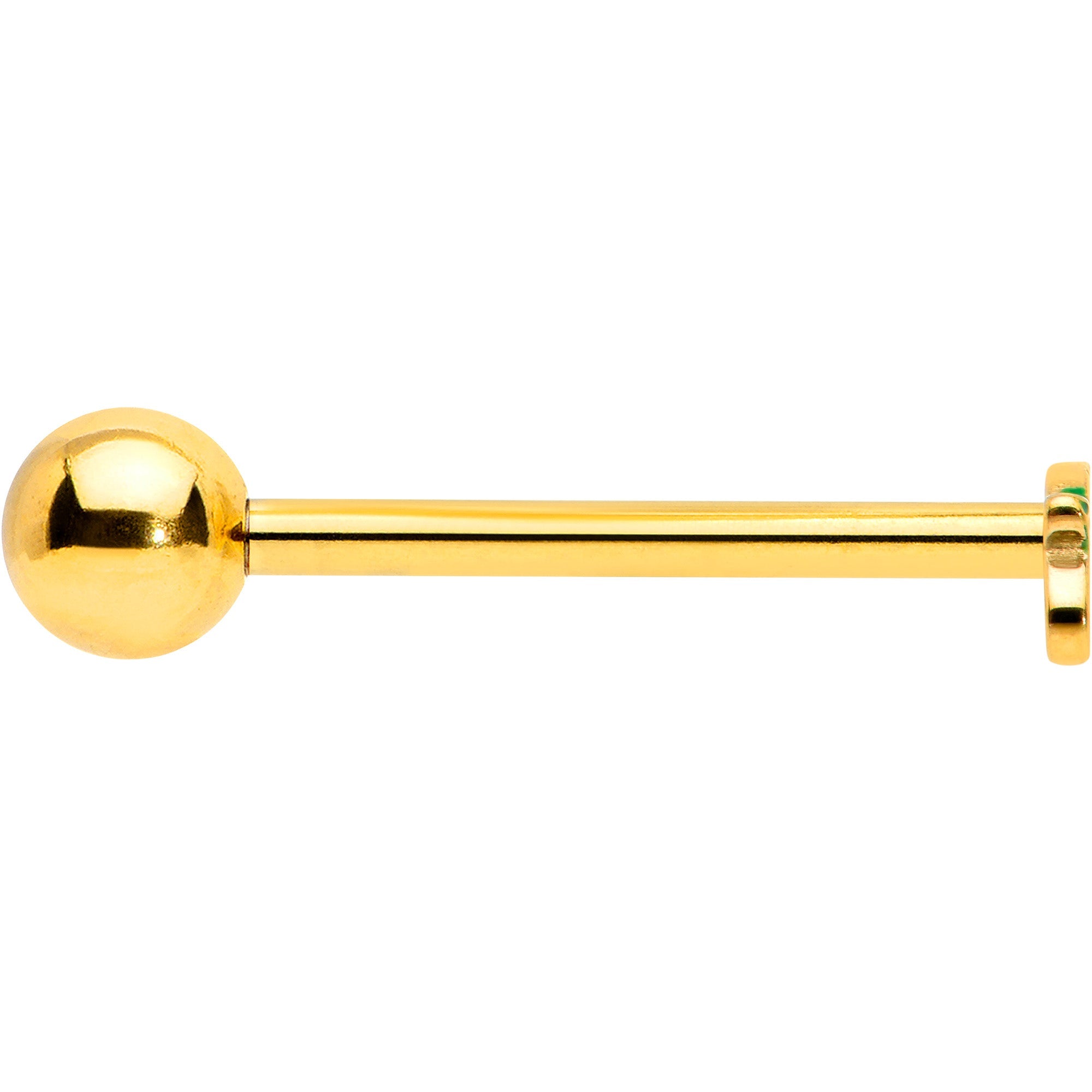 Gold Tone Merry Christmas Inlaid Red Green Barbell Tongue Ring