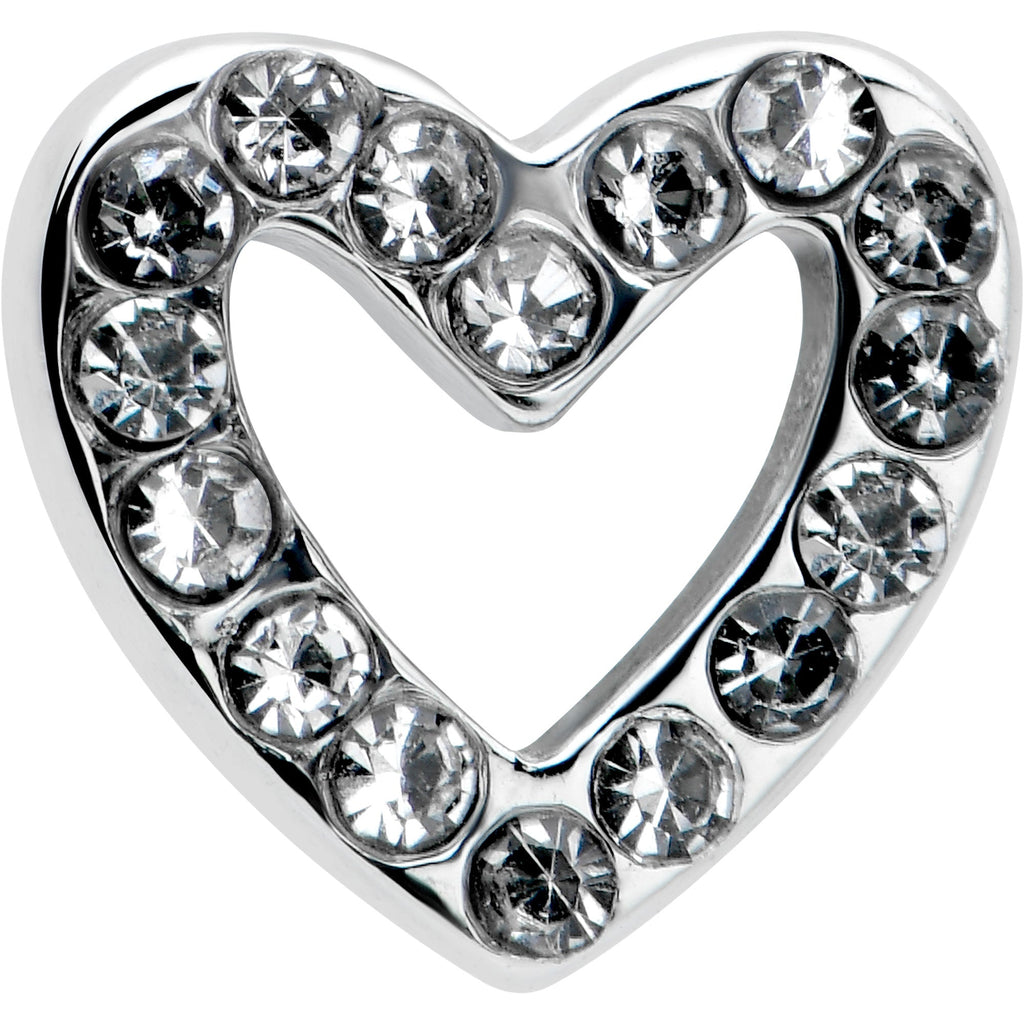 16G 1/4 Clear Gem Open Heart Valentine Cartilage Tragus Earring