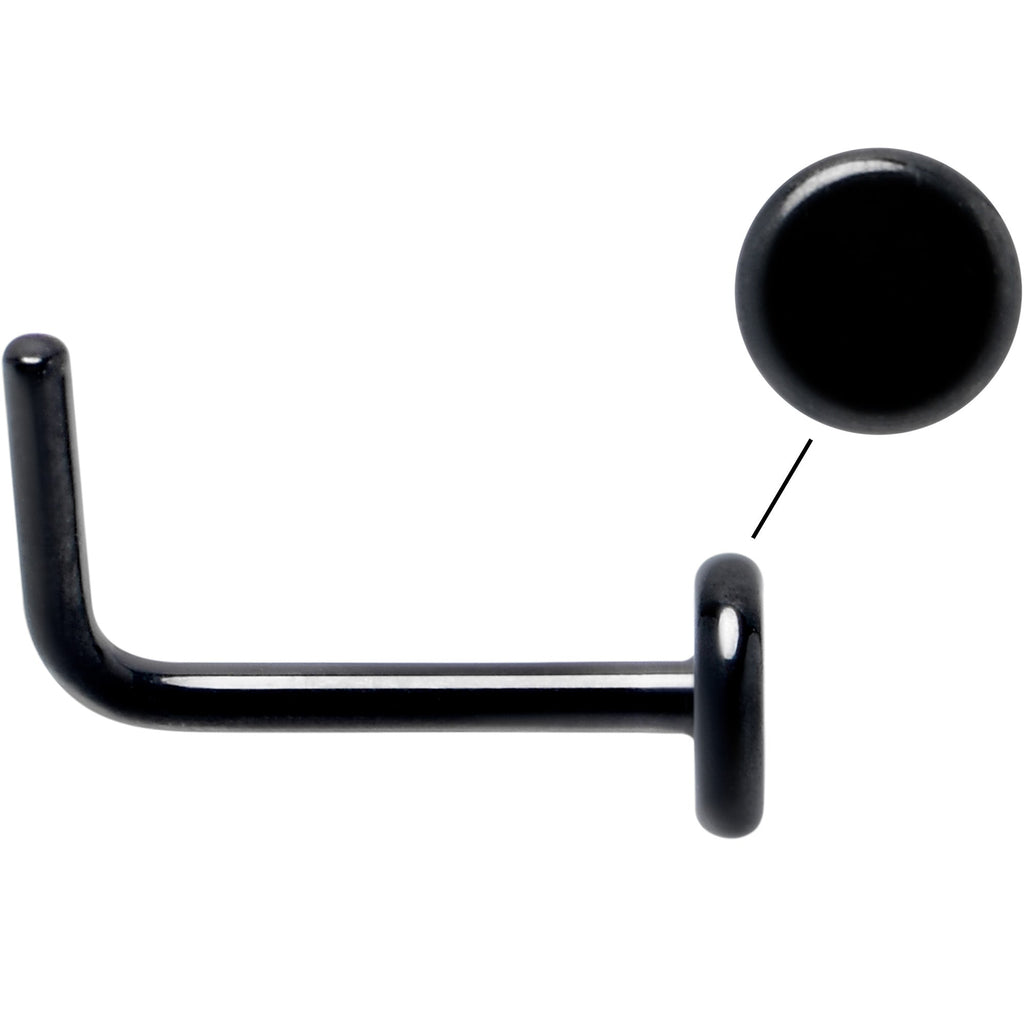 20G 1/4 Black ASTM F-136 Implant Grade Titanium 3mm Disc End L Shape Nose Ring