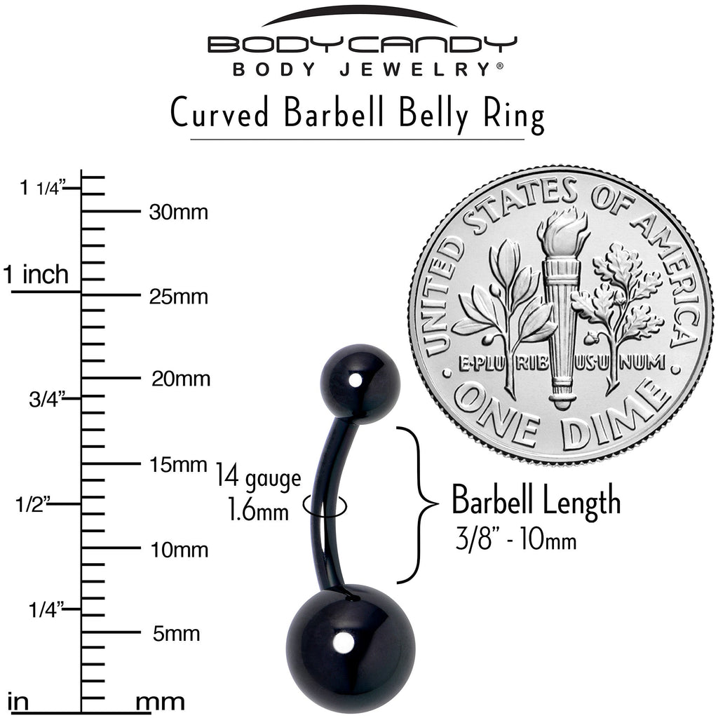 Black ASTM F-136 Implant Grade Titanium Internally Threaded Belly Ring