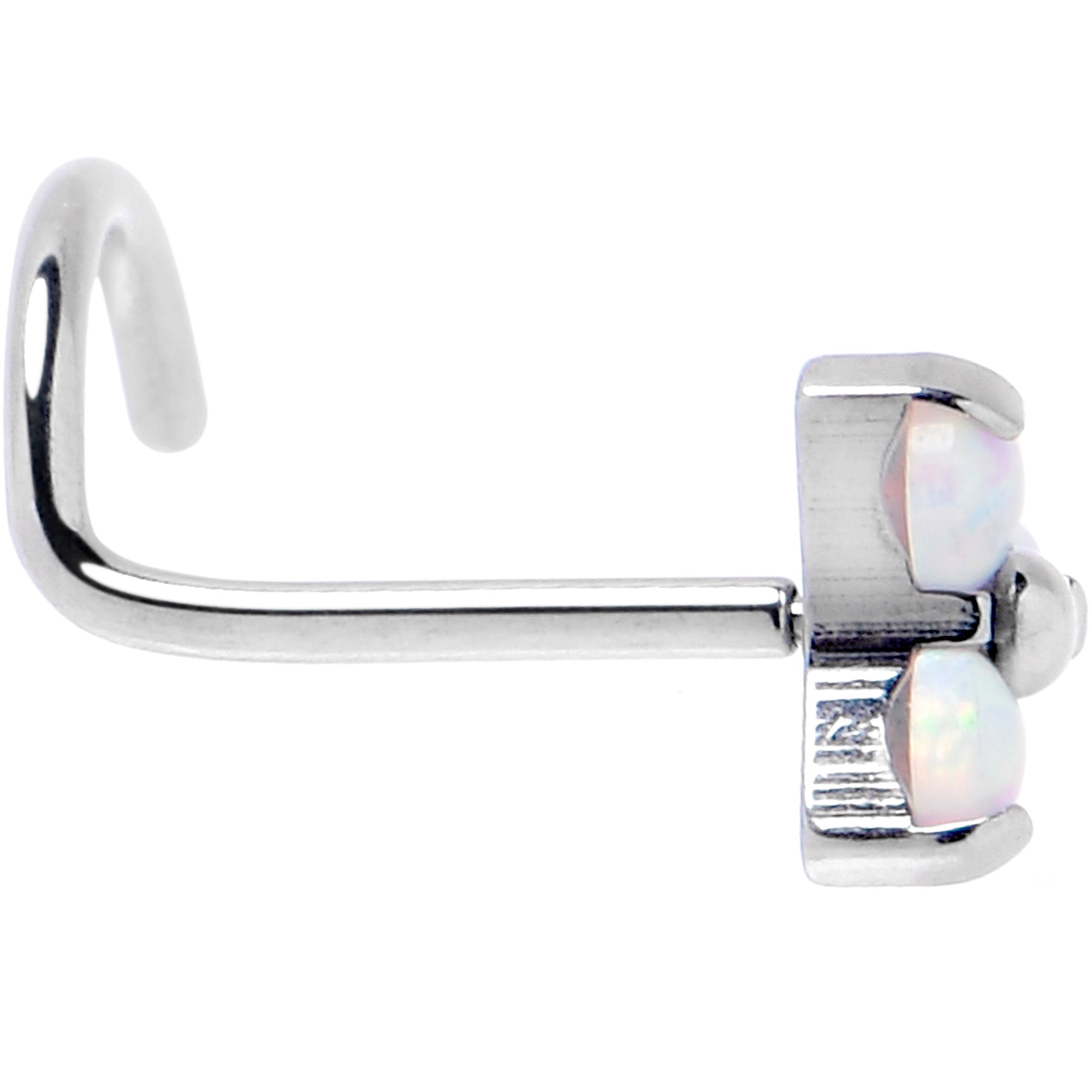 20G 1/4 White Synthetic Opal ASTM F-136 Implant Grade Titanium Threadless Left Nose Screw