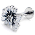 16G 5/16 Clear Gem Butterfly Blossom White Labret Monroe Tragus