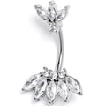 Clear Gem Fashion Fan Double Mount Belly Ring