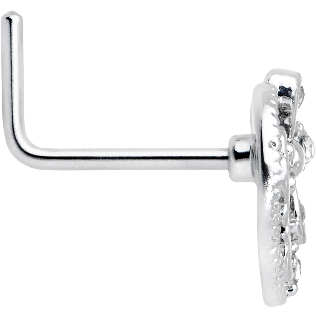 20G 7mm Clear Gem Lunar Dragonfly L Shape Nose Ring