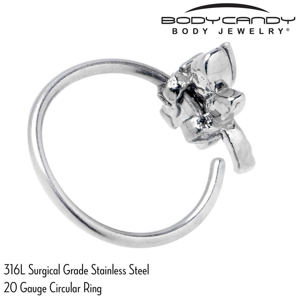 20G 5/16 Aurora CZ Gem Understated Dragonfly Nose Hoop