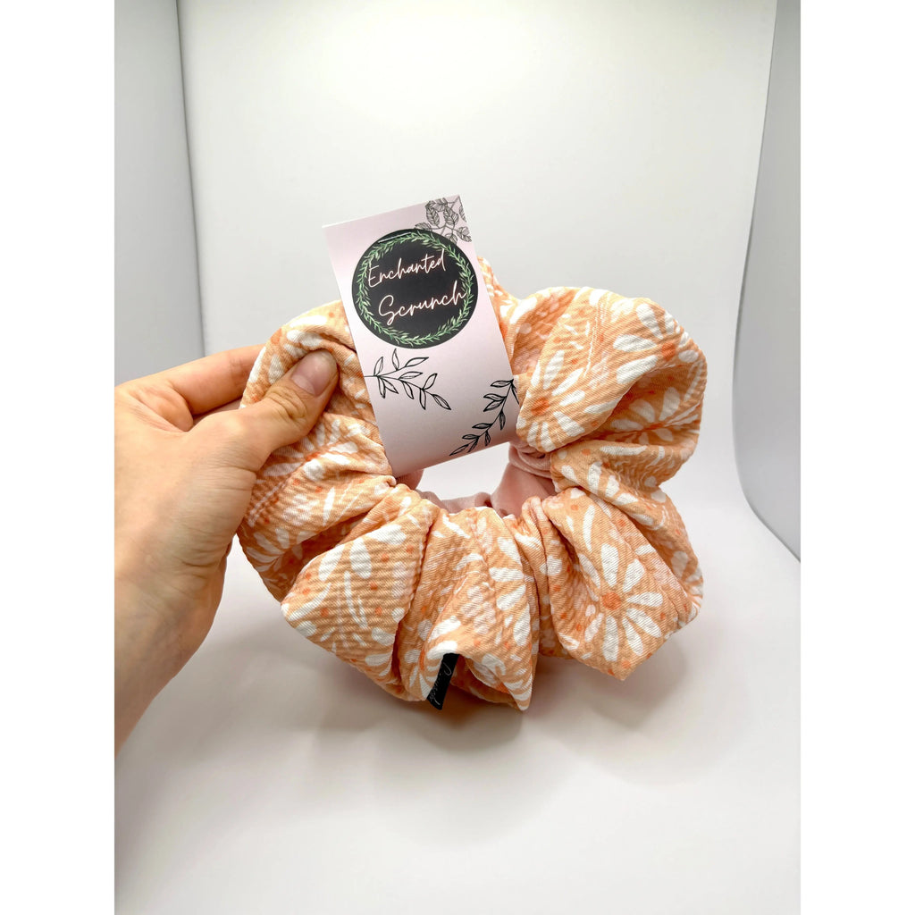 Pink Floral & Pink Velvet Scrunchie Set
