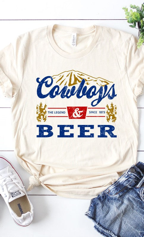 Vintage Cowboys Beer Graphic Tee T-Shirt