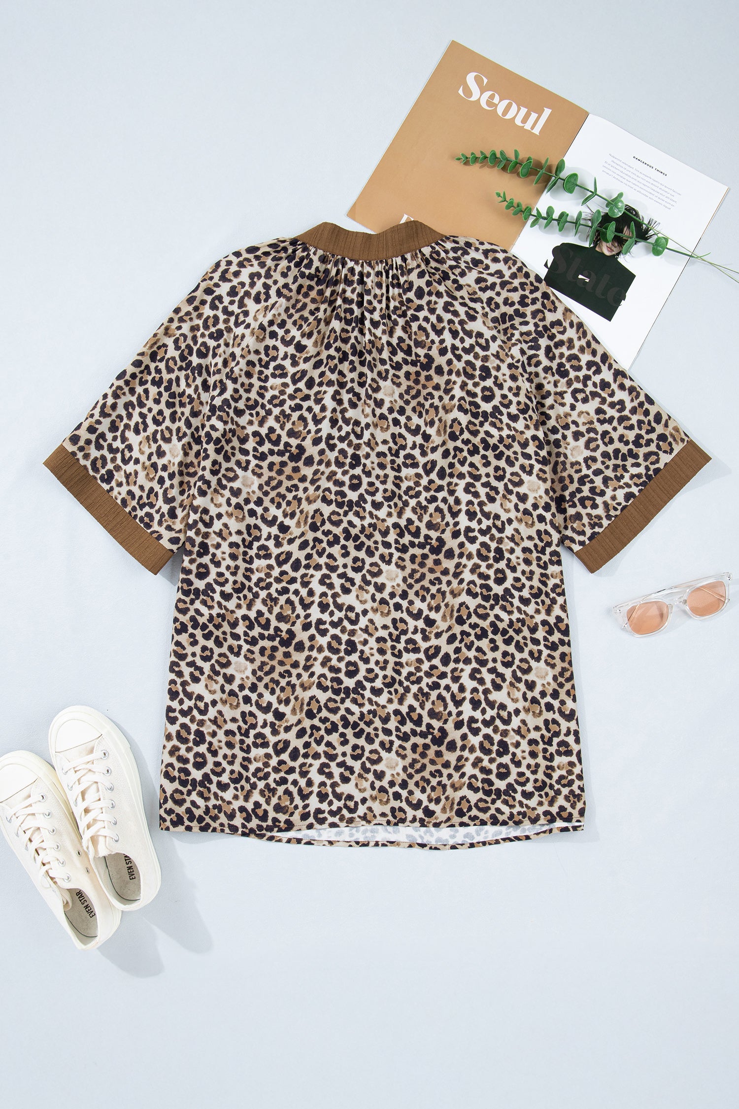 Kahlani Crinkled Colorblock Patchwork PLUS Blouse