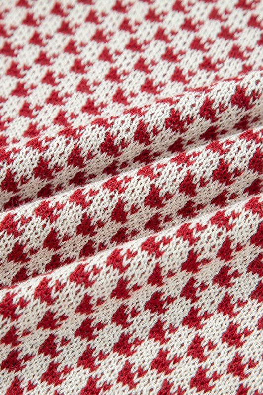 Dotted Colorblock Lantern Sleeve Sweater