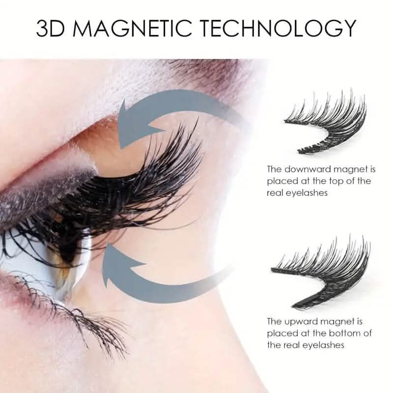 8-Pairs: Reusable Magnetic Dual 3D False Eyelashes Kit