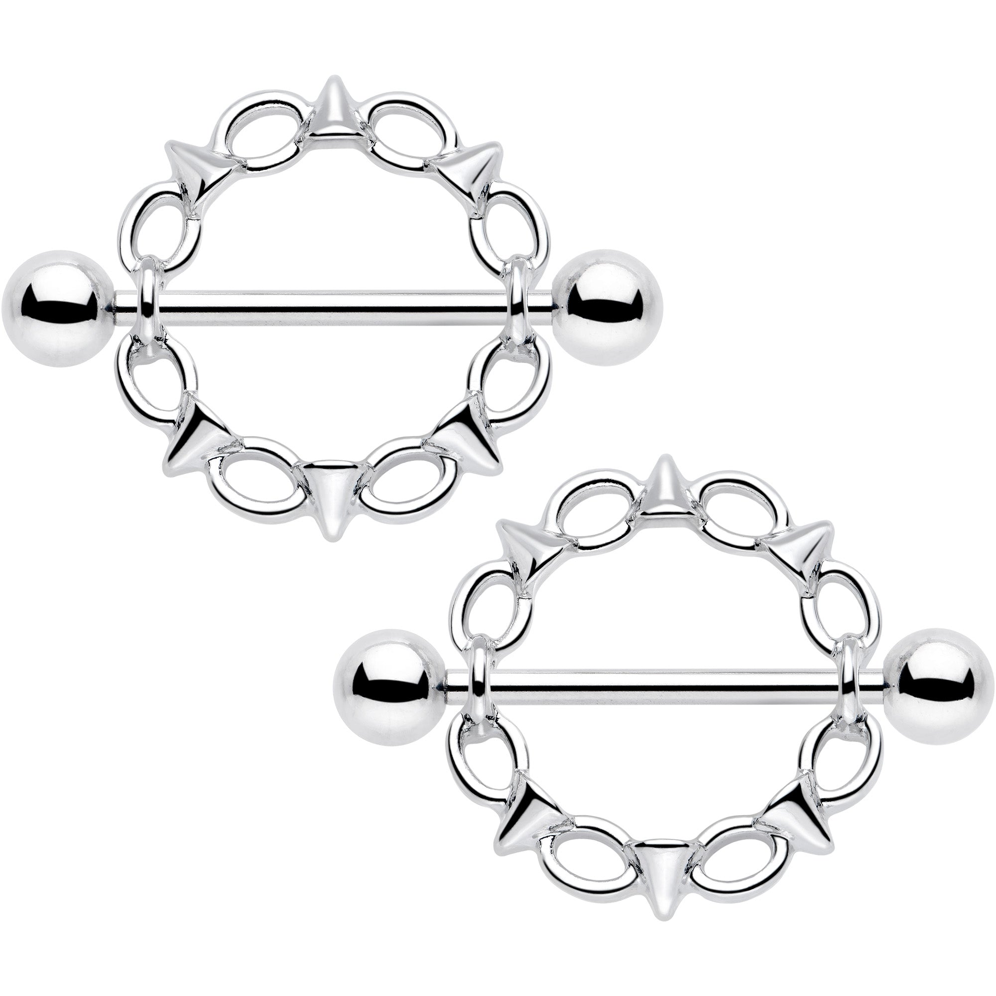14G 9/16 Links And Spikes Nipple Shield Set