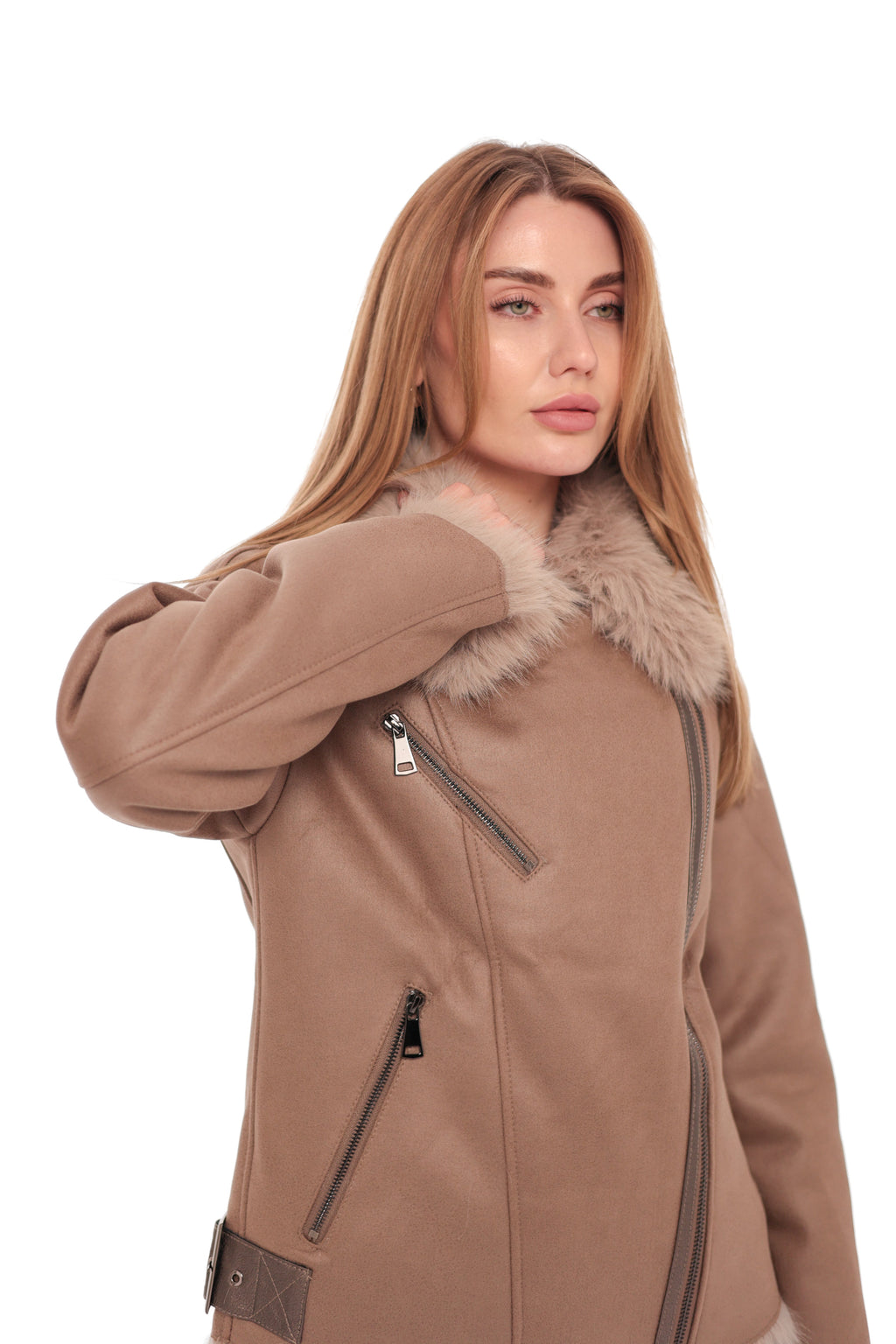 Estella Faux Fur Jacket in Mocha