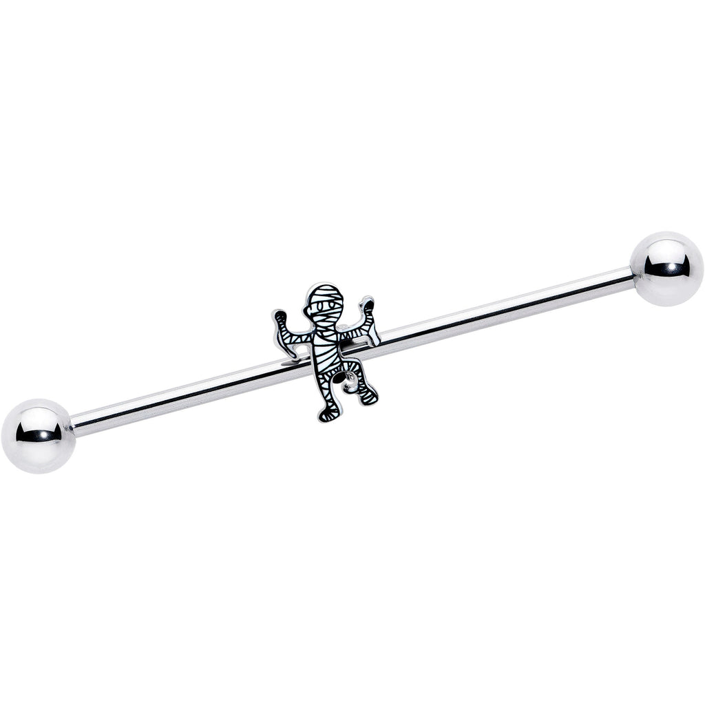 14G Two Tone Halloween Mummy Industrial Barbell 38mm