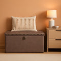 Oak Brown 30-Inch Foldable Storage Ottoman Bench