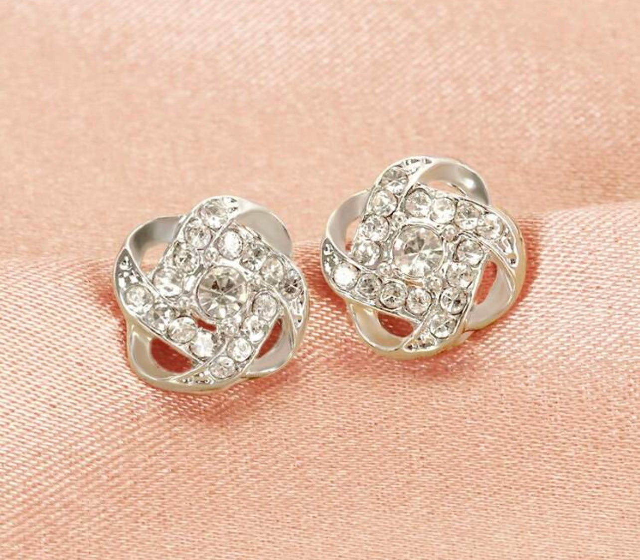 Dainty Gold or Silver and Crystal Twist Stud Earrings