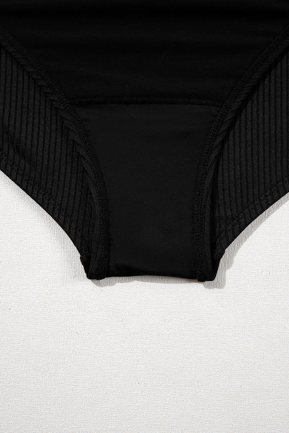 Black Textured Scalloped Trim Swim Dress with Panty