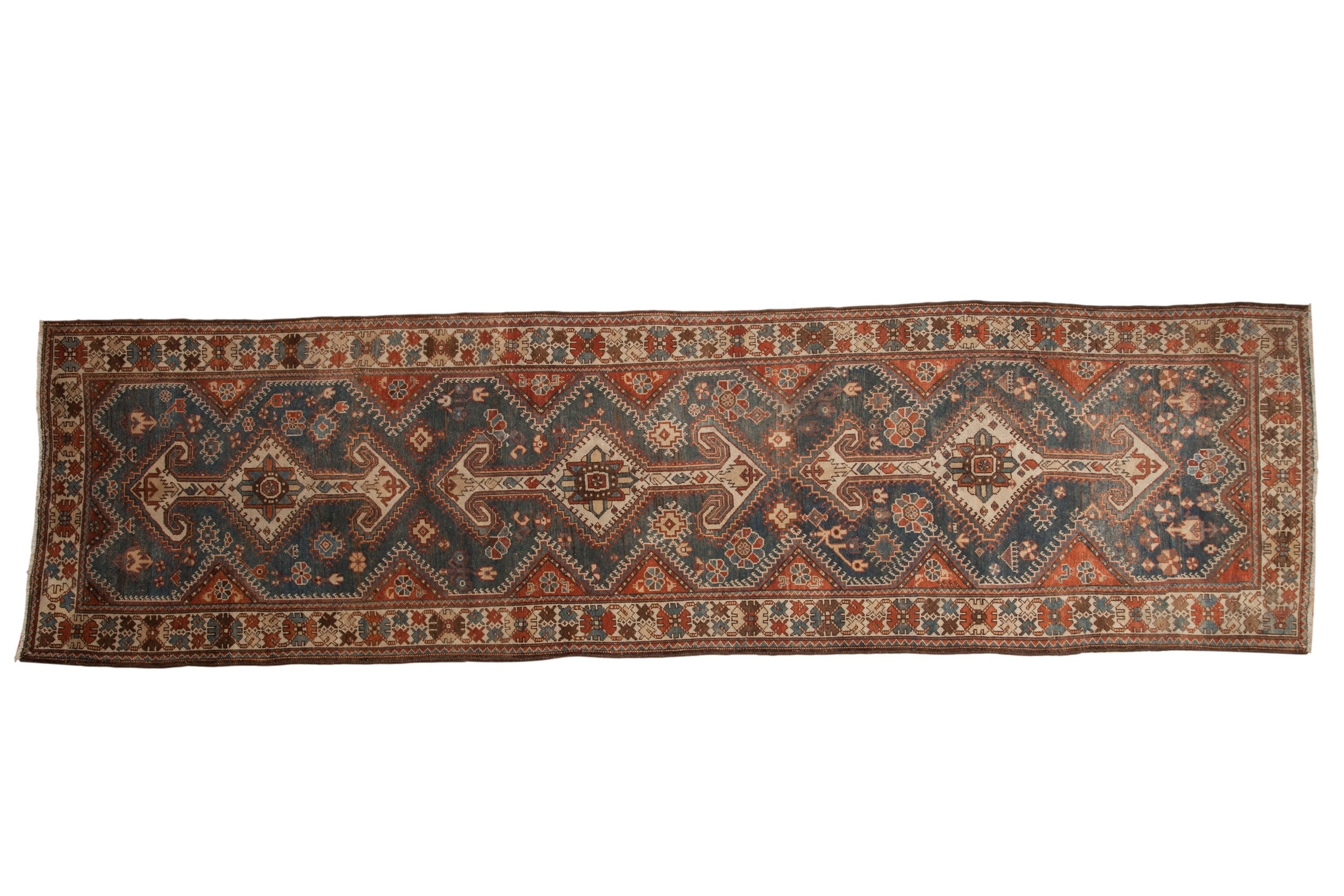 4x14 Vintage Distressed Hamadan Rug Runner