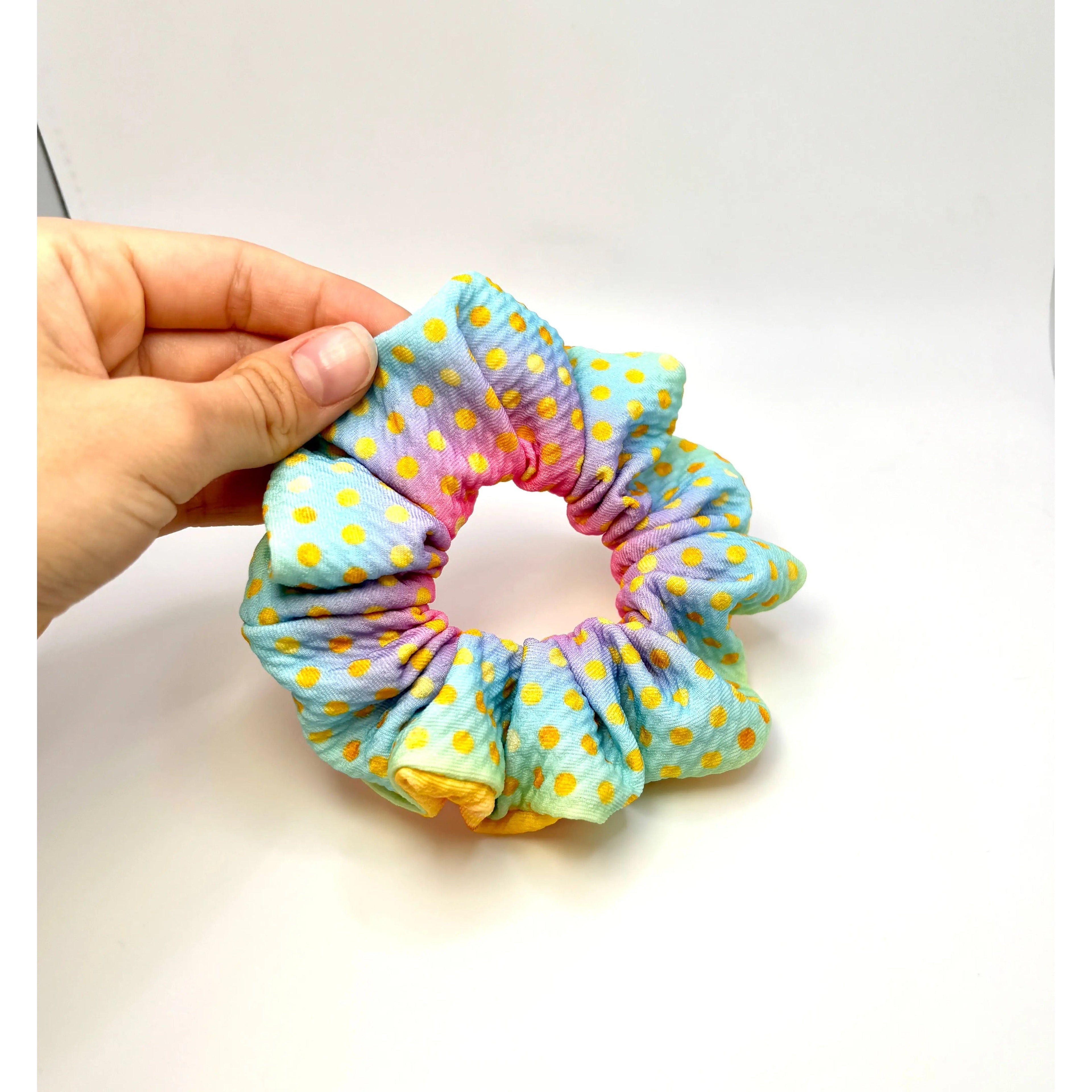 Mini Gold Dot Ombre Rainbow Bullet Scrunchie