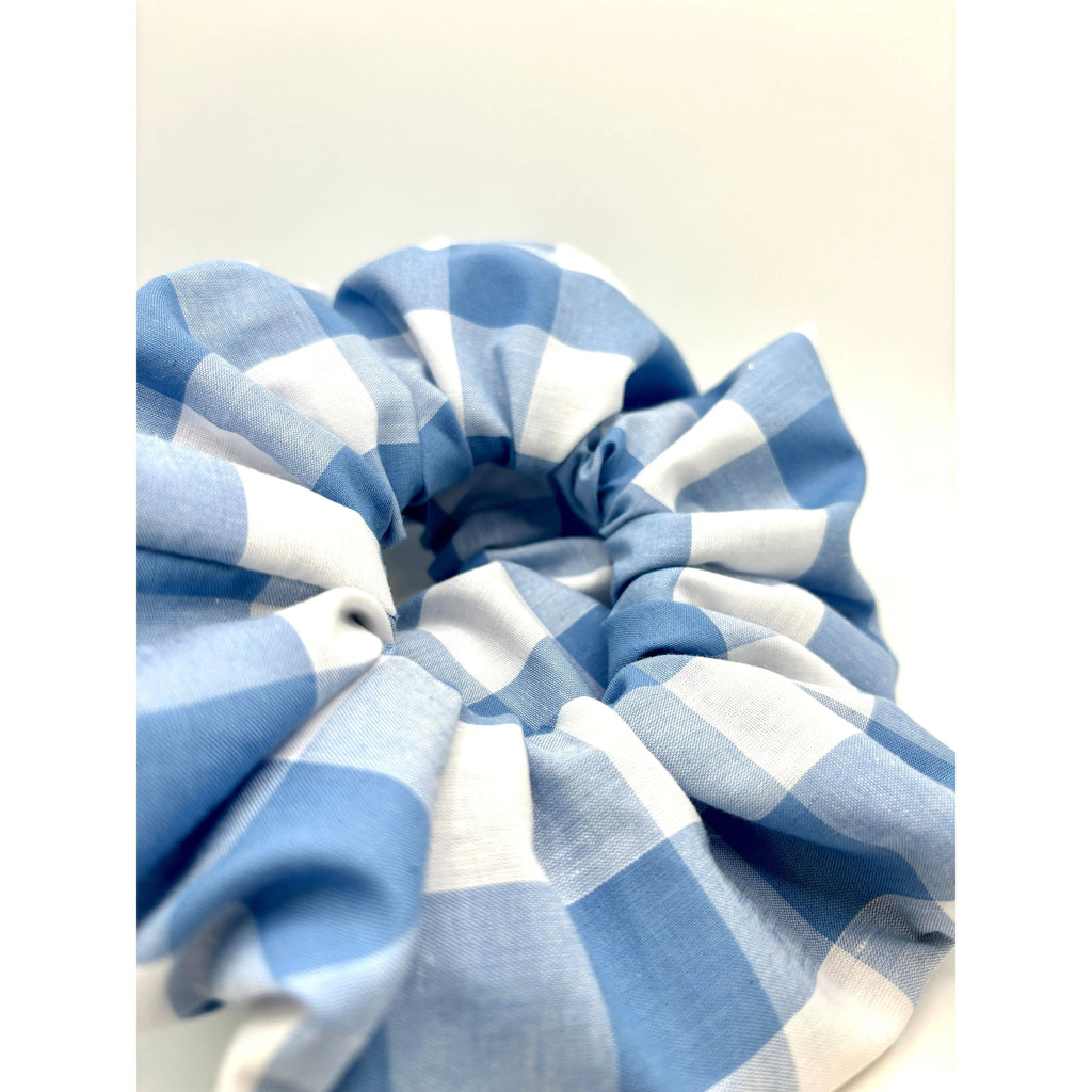 Blue Plaid Scrunchie