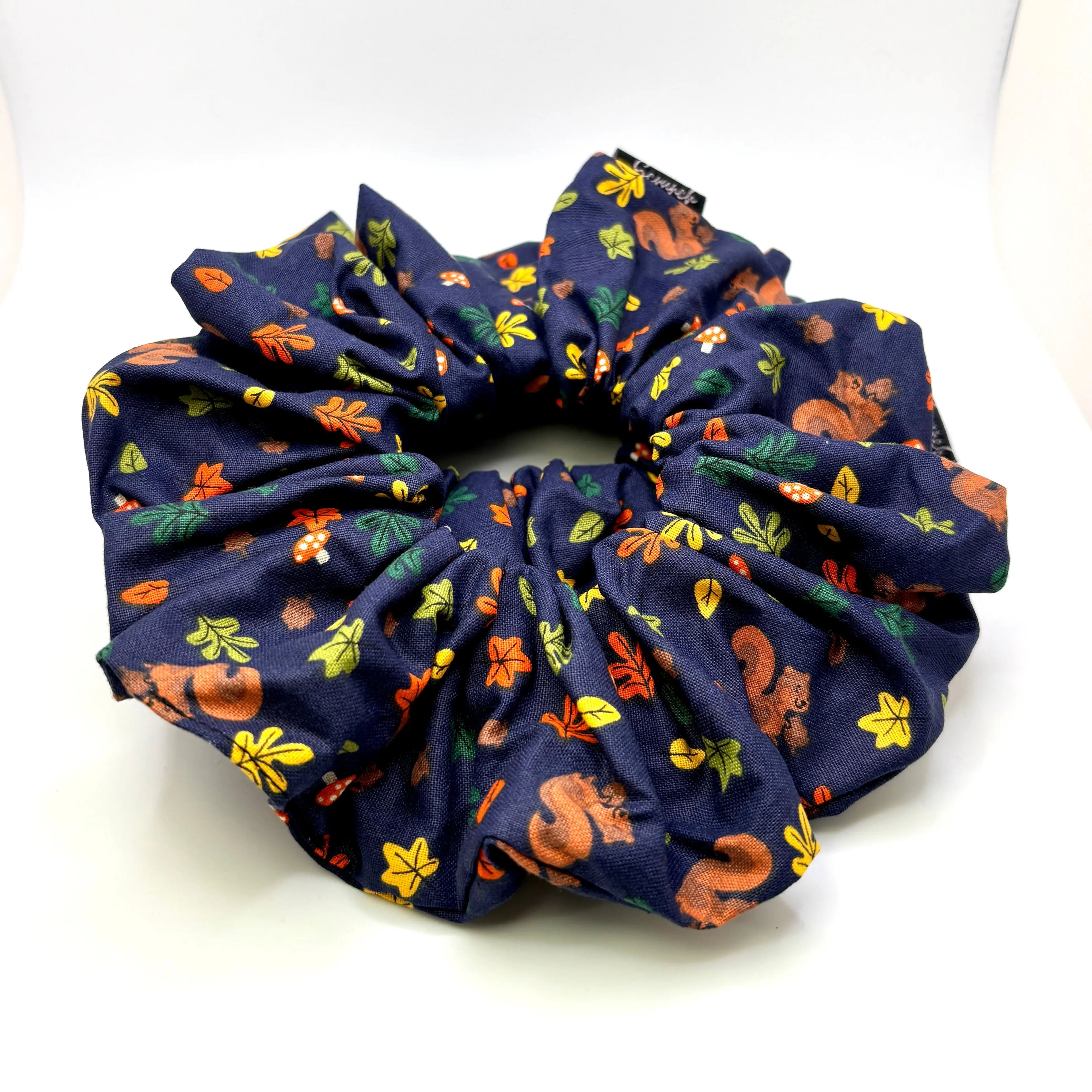 Fall Squirrels and Leaves Scrunchie