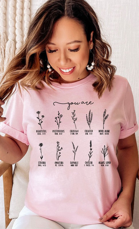 You Are Inspirational Floral Graphic Tee T-Shirt