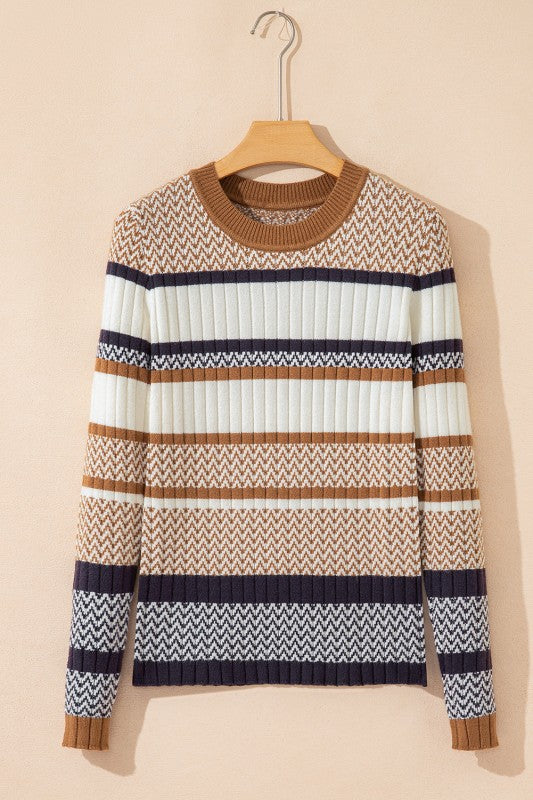 Avery Ribbed Trim Slim Sweater