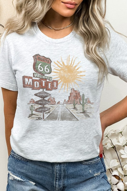 Route 66 Motel Vacancy Road Trip Graphic Tee T-Shirt
