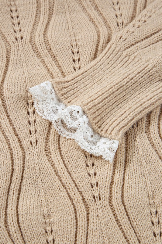 Abigail Lace Patchwork Sleeve Sweater