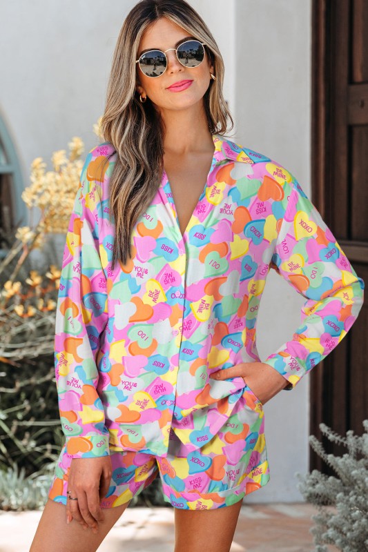 Valentine Heart Candy Shirt and Shorts Pajama Set