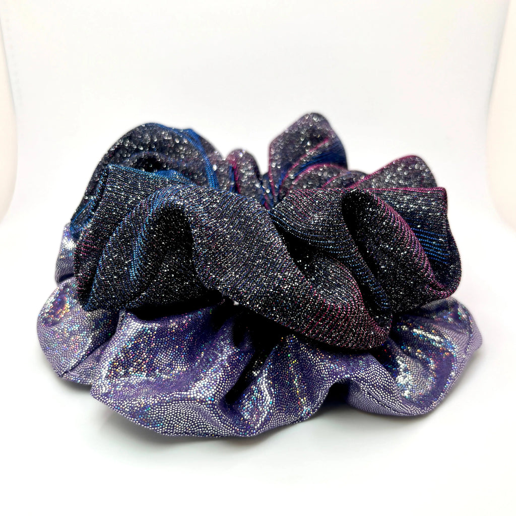 Purple Holographic & Sparkle Scrunchie Set