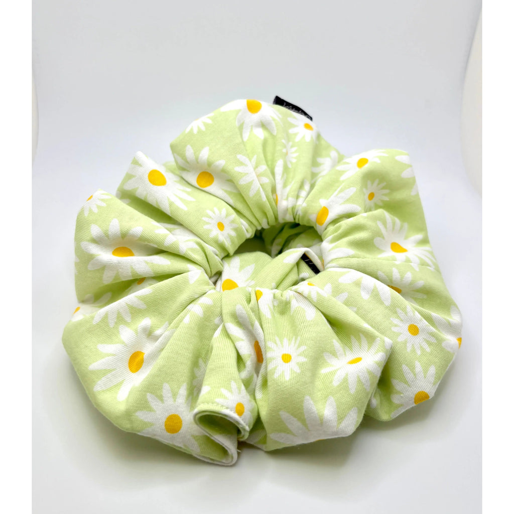 Green Daisy Summer Scrunchie