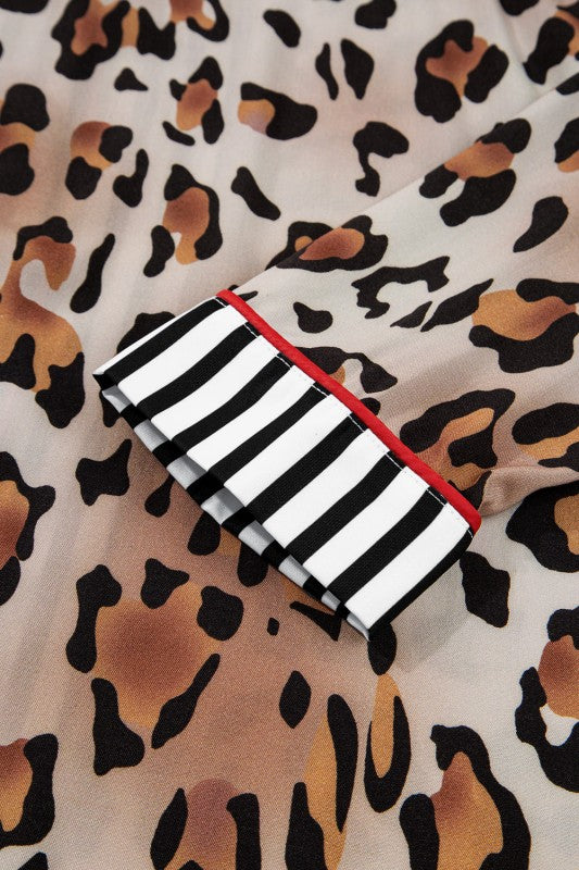 Leopard Colorblock Stripe Edge Shirt and Pants Paj