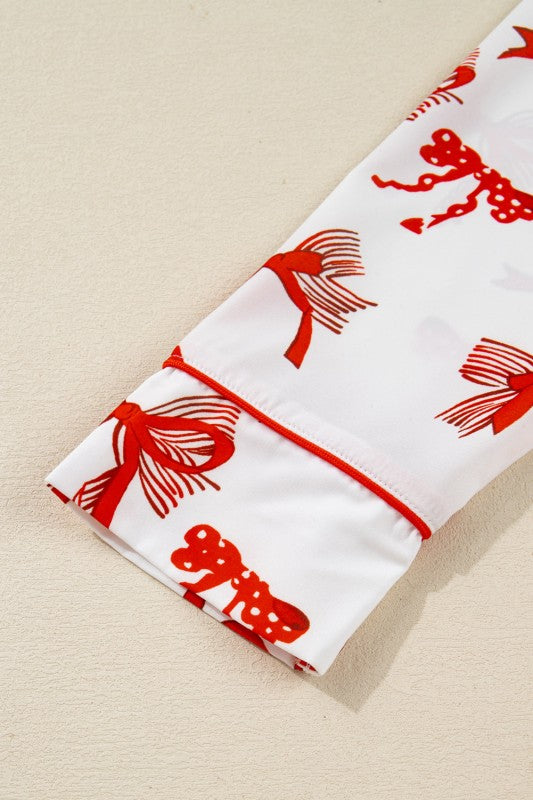 Christmas Bow Top and Pants Pajama Set
