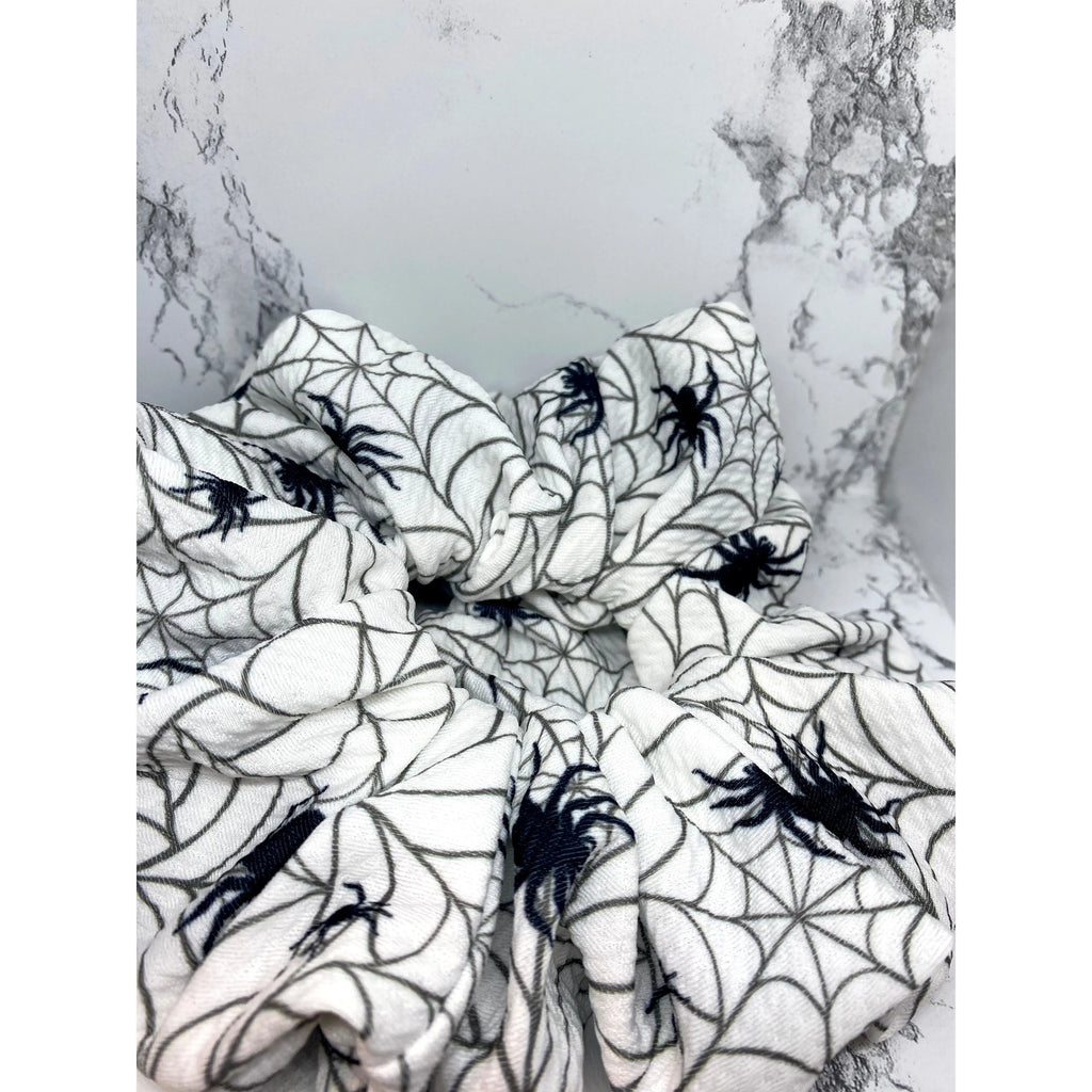 White Spiderweb Halloween Bullet Scrunchie