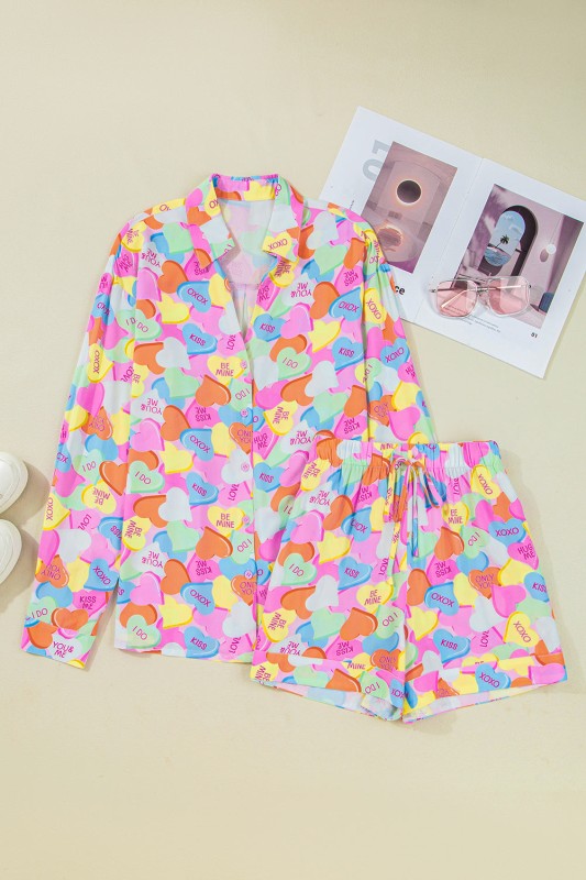 Valentine Heart Candy Shirt and Shorts Pajama Set
