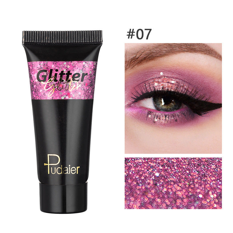Makeup Pudaier monochrome glitter eyeshadow stage makeup face body glitter 12 color liquid eyeshadow