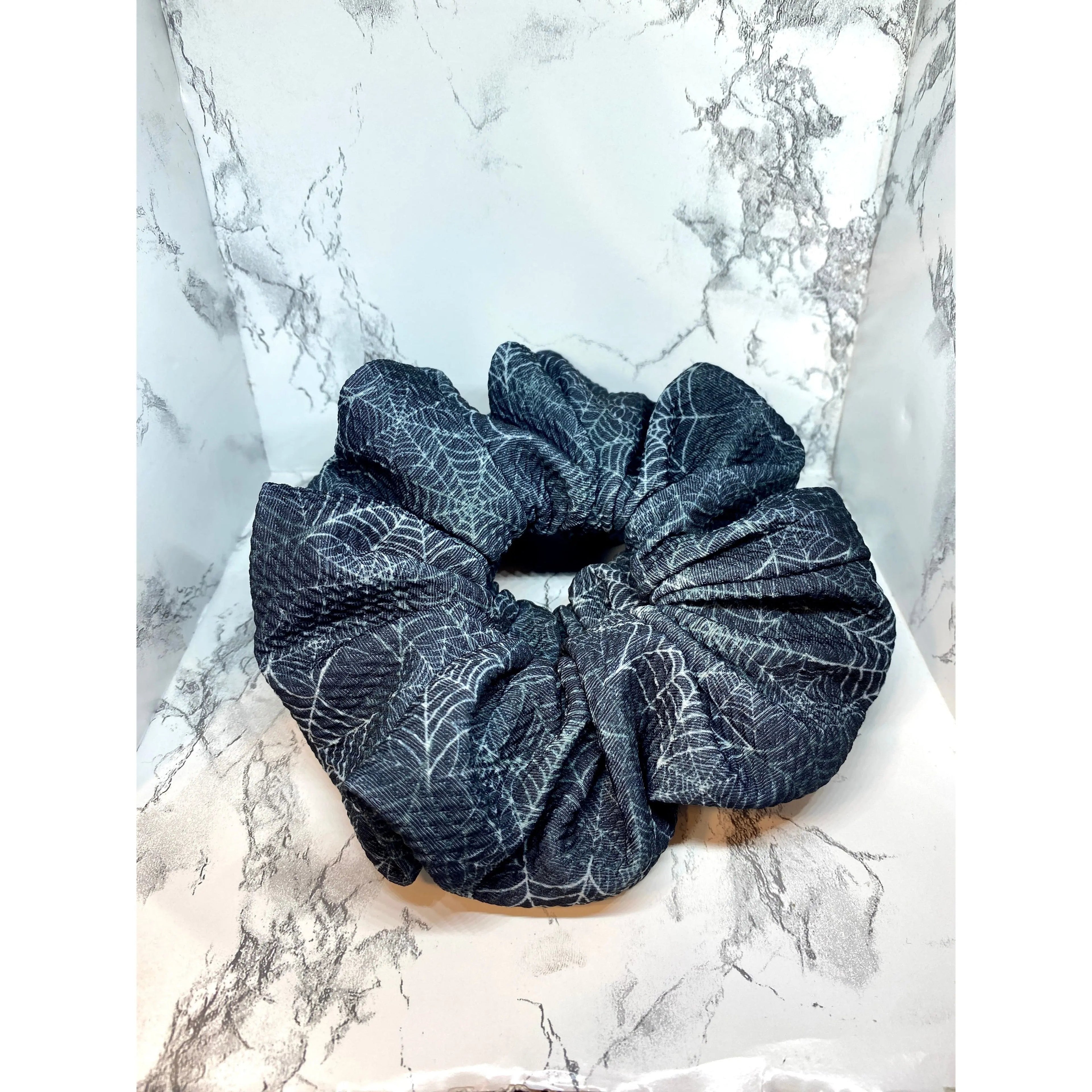 Dark Spiderweb Halloween Bullet Scrunchie