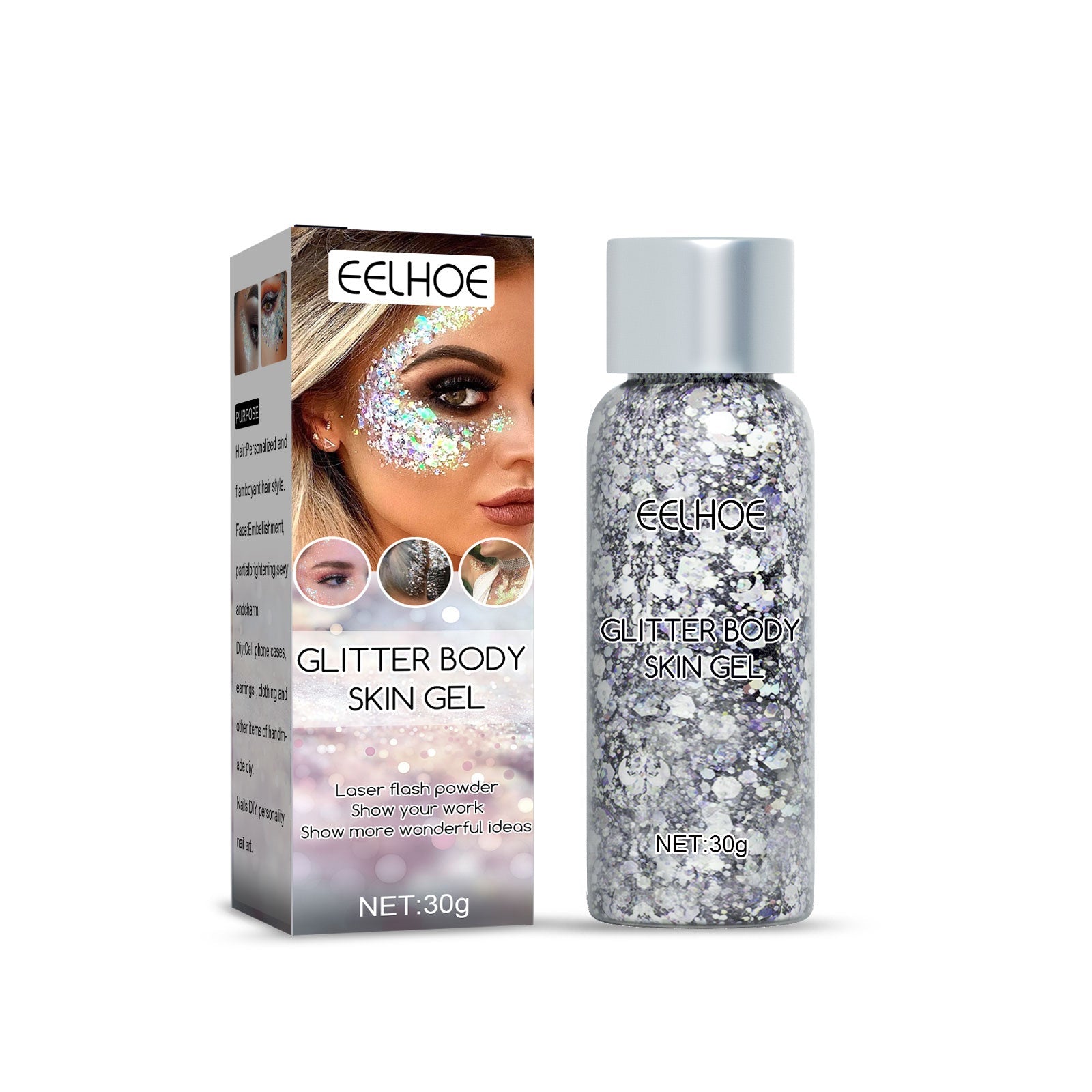 Glitter Body Skin Gel, Makeup Fish Scale Glitter Gel Glitter Stage Show Makeup Props Eyeshadow