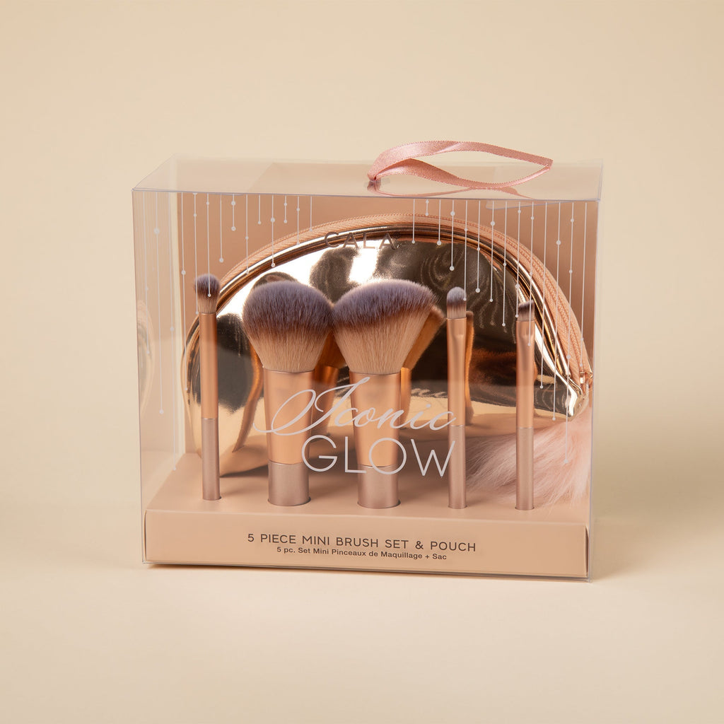 Gold Make Up Face & Eye Brush Travel Set